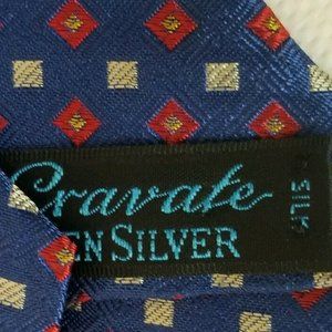 Ben Silver Cravate Men's 100% Silk Neck Tie Blue